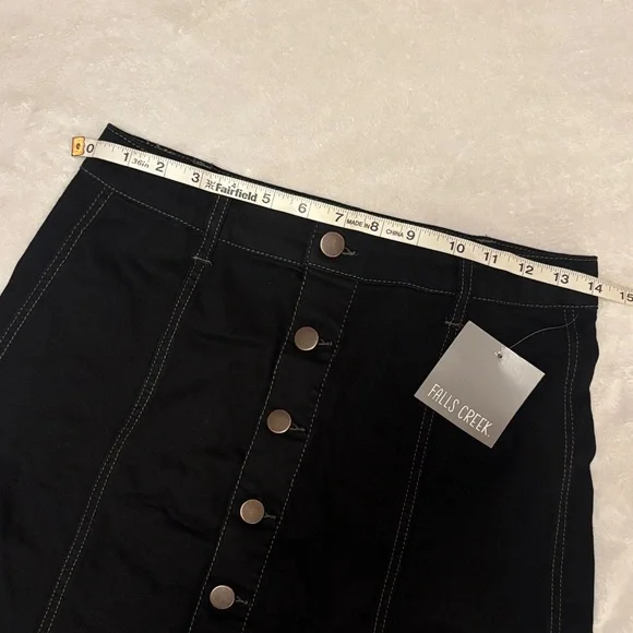 Falls Creek Black denim Skirt with Button Accents - Picture 5 of 6